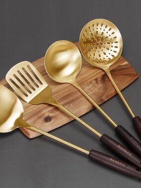 large spatula Stainless Steel Cooking Utensil Set with Wood Handles kitchen